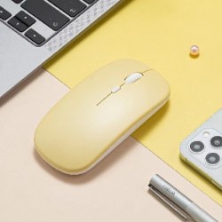 Szín: bézs - Macaron újratölthető vezeték nélküli Bluetooth egér 2.4G USB egér Androidhoz Windows Tablet Laptop