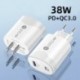 : EU típusú c vonal - 38 W-os gyorstöltő Type-c Android töltőfej Pd20w   Qc3.0 okostelefon közvetlen töltő