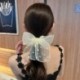 Szín: 001 - Elegáns, hosszú hálós masni gyöngy tüll szalag hajcsavarok organza gyöngyök hajkötők női hajszalag dísz