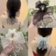 Szín: 001 - Elegáns, hosszú hálós masni gyöngy tüll szalag hajcsavarok organza gyöngyök hajkötők női hajszalag dísz