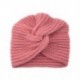 Fekete szín - Boho divat, keresztben csomózott bandana muszlim sapka téli női meleg kötés turbán sapka 10 színű női