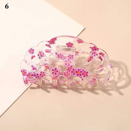 Szín: 6 - Divat Gyümölcs Virágok Barrette Rák Hajcsat Fürdő Haj Claw Ponytail Clip Gyümölcs hajbilincs Karom Clip