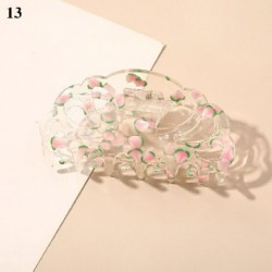 Szín: 13 - Divat Gyümölcs Virágok Barrette Rák Hajcsat Fürdő Haj Claw Ponytail Clip Gyümölcs hajbilincs Karom Clip