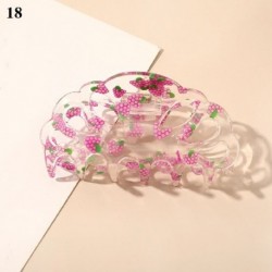 Szín: 18 - Divat Gyümölcs Virágok Barrette Rák Hajcsat Fürdő Haj Claw Ponytail Clip Gyümölcs hajbilincs Karom Clip