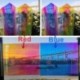 Szín: kék 10x100 cm - Aurora Effect fényvisszaverő tükör papír szivárvány matricák lézerfólia barkácsoláshoz,