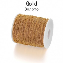 Fém szín: arany - 5 m/tétel 2-5,8 mm Tömeges Rolo lánc hosszú ékszerlánc-hosszabbító nyaklánc láncok