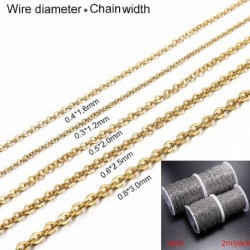 Szín: acél 02 - 2 m/tétel 1,2-3 mm keresztszélességű rozsdamentes acél arany nyakláncok láncok Tömeges összekötő