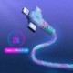 Szín: Színes - 3 az 1-ben Flow világító USB-kábel Samsung LED-kábel USB-Micro USB-hez/C-típusú/8 tűs töltőkábel