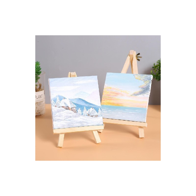 2 Sets Mini Canvas Panel Wooden Easel Sketch Pad Settings For
