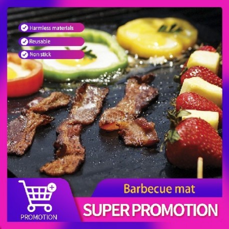 Szín: 3 DB - 3 DB BBQ grillszőnyeg kültéri sütés tapadásmentes tányér, újrafelhasználható főzőlap 40 * 30 cm party