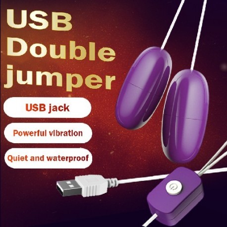 Szín: USB dupla ugrótojás - USB dupla ugrás tojás vibrátor szórakoztató játék női néma erős vibráció ugrás