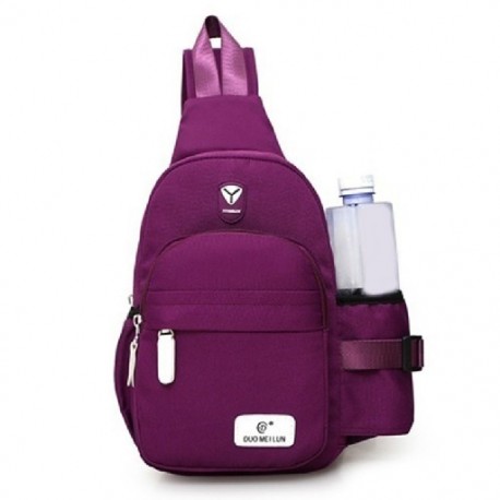 Szín: lila - Férfi női nylon hevedertáska hátizsák Hordozható USB töltő Crossbody válltáska Kerékpár napi utazási