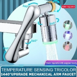 Szín: 1 db - 1440°-ban forgatható világító univerzális csaptelep hosszabbítók Kettős üzemmódban állítható