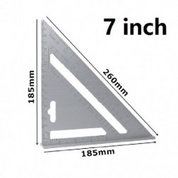 Szín: ezüst 7 hüvelyk - 7/12 hüvelykes háromszög vonalzó alumínium ötvözet szögszögmérő metrikus famegmunkálási
