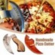 Szín: 1 szett - Kézzel készített pizzavágó fejsze rozsdamentes acél Viking pizzavágó fa nyelű multifunkcionális pizza