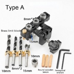 Szín: A készlet - Állítható, 3 az 1-ben famegmunkálási dübel készlet 8 mm-es 10 mm-es perselyek fúróvezető lokátor