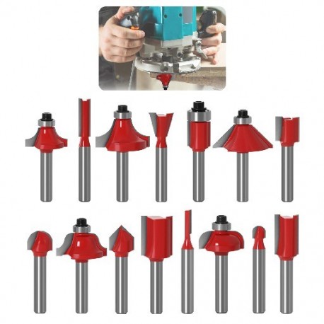 Vágóél hossza: 1 készlet - 15 DB 1/4&*39 &*39  szárú maró, keményfém egyenes maró famegmunkáláshoz, faragáshoz