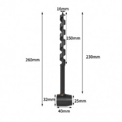 Szín: 16x230mm - Szénacél kézi csigafúró Hordozható kézi fúró Kézi túlélőfúró önmetsző túlélő