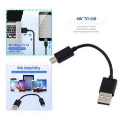 Fekete szín - USB Micro 2.0 kábel 10 cm-es 0,1 M töltő adatvonal Samsung Galaxy S10 Note 8 9 10 iPhone mobiltelefonhoz, PC