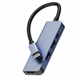 Szín: Szürke - C típusú HDMI-kompatibilis USB2.0 többfunkciós, négy az egyben HUB adapter PD töltés hordozható fém