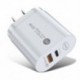Csatlakozó típusa: Fehér amerikai dugó - USB PD 20W USB töltő gyorstöltő QC 3.0 gyors telefon fali töltő adapter