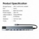 USB C HUB 10 az 1-ben C-típusú USB-HDMI-kompatibilis 4K USB VGA PD 3,5 mm-es Full Function HUB MacBook/Pro/Air iPad Pro USB C