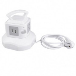 Fehér szín - PC ABS intelligens mennydörgés elleni túlterhelésvédő 3 kimenetű 2 USB-porttal Túlfeszültség-védett