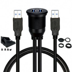 Szín: 1M dupla USB port - Autós műszerfalba süllyesztett USB dokkoló adapter műszerfali panel 3.0 csatlakozó dugasz-alj
