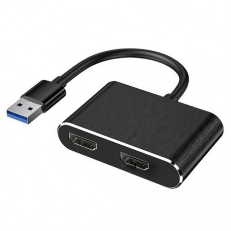 Fekete szín - HUB USB 3.0 – Dual HDMI-kompatibilis USB-adapter az adat-összehasonlításhoz, a hatások figyeléséhez