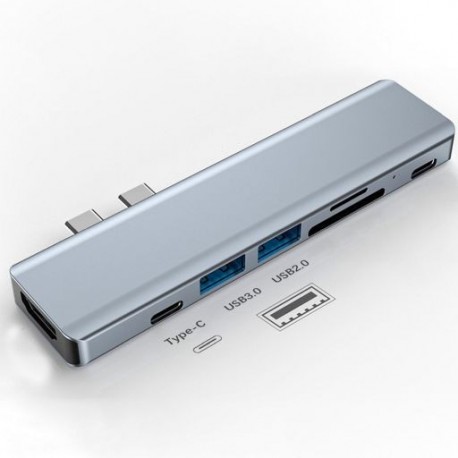 Szín: 7 az 1-ben - USB 3.1 Type-C Hub HDMI-kompatibilis adapterhez USB C hub Hub 3.0 TF SD olvasónyílással PD MacBook Pro