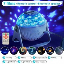 Szín: 7 filmkészlet - Fókuszáló projektor éjszakai fény Bluetooth hangszóróval Csillagos égbolt forgó zenelejátszó