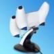 Fehér szín - Kettős kontrolleres töltőállvány Vezeték nélküli joystick töltődokkoló bölcső jelzőlámpákkal Sony