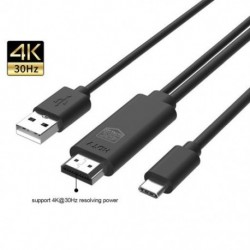 Szín: tápegységgel - TYPE-CUSB3.1 HDMI-kompatibilis adapterkábelhez C típusú vetítővászon 4K30Hz TV-átalakító kábel