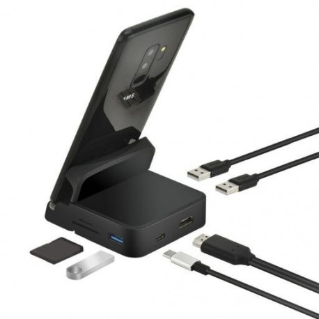 Fekete szín - 8 az 1-ben telefonállvány töltő C típusú dokkoló állomás HDMI-kompatibilis biztonsági digitális