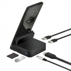 Fekete szín - 8 az 1-ben telefonállvány töltő C típusú dokkoló állomás HDMI-kompatibilis biztonsági digitális