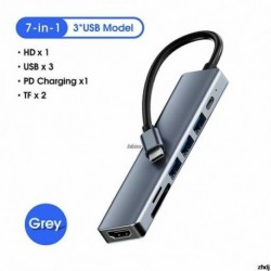 Szín: TF SD 7 portok - C típusú HDMI-kompatibilis USB Hét az egyben több interfész HUB Hub Hordozható fémadapter Multi