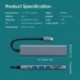 Szín: TF SD PD 7 portok - C típusú HDMI-kompatibilis USB Hét az egyben több interfész HUB Hub Hordozható fémadapter