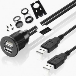 Kábel hossza: 1M - Kettős USB 2.0 duga-hüvely hosszabbítókábel süllyeszthető panellel teherautó-csónak motorkerékpár