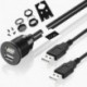 Kábel hossza: 1M - Kettős USB 2.0 dugasz-hüvely hosszabbító kábel süllyeszthető panellel teherautó-csónak