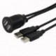 Kábel hossza: 1M - Kettős USB 2.0 dugasz-hüvely hosszabbító kábel süllyeszthető panellel teherautó-csónak