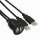 Kábel hossza: 1M - Kettős USB 2.0 dugasz-hüvely hosszabbító kábel süllyeszthető panellel teherautó-csónak