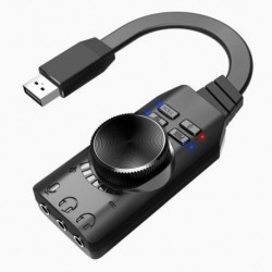 Fekete szín - OUTAD külső USB hangkártya sztereó mikrofon hangszóró fejhallgató audio jack 3,5 mm-es kábeladapter