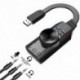 Fekete szín - OUTAD külső USB hangkártya sztereó mikrofon hangszóró fejhallgató audio jack 3,5 mm-es kábeladapter