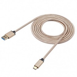 Szín: Arany - LESHP Tartós, könnyű, biztonságos fém héj, nylon fonott, nagy áramerősségű USB3.0A-C típusú USB