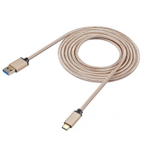 Szín: Arany - LESHP Tartós, könnyű, biztonságos fém héj, nylon fonott, nagy áramerősségű USB3.0A-C típusú USB