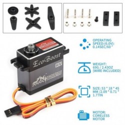 Fekete szín - JX CLS6336HV CNC fém 35kg 2BB alumínium héj fém fogaskerék nagyfeszültségű mag nélküli digitális