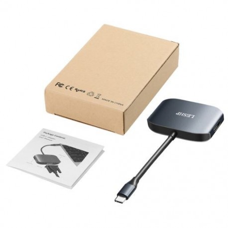 USB-C-USB 3.0 és USB 2.0 és VGA átalakító kábeladapter alumíniumötvözet C-típusú HUB-adapter C-típusú