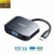 USB-C-USB 3.0 és USB 2.0 és VGA átalakító kábeladapter alumíniumötvözet C-típusú HUB-adapter C-típusú