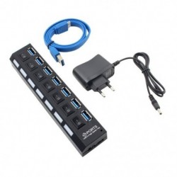 Szín: 7 portos EU-val - USB Hub 3.0 Hub USB 3 0 Multi USB Splitter USB 3 Hab Használja Tápadapter USB 2.0 Hub 4/7 port