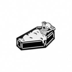Fém színe: XZ498 - Magányos halálzománc gombostű Csontváz koporsó sír bross Punk sötét humor Jelvény Ajándék